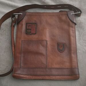 Vintage Brown Leather Messenger Bag